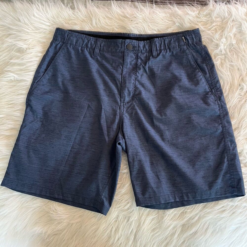 Hurley X Nike Dri-Fit Men’s 36 Blue Flat Front Chino‎ Shorts Casual Lightweight